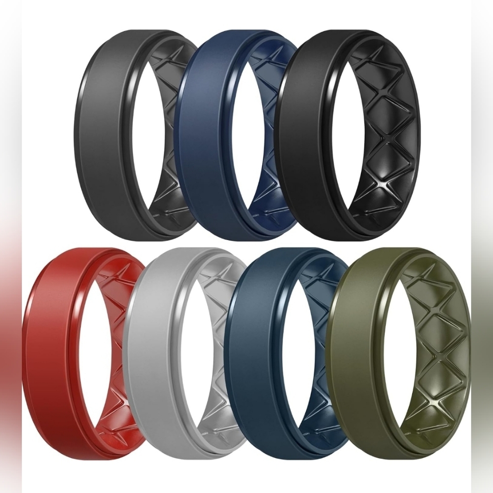 NEW Egnaro Silicone Ring Size 11 10.5 NWT Rings 7 Piece Wedding Band Men Women